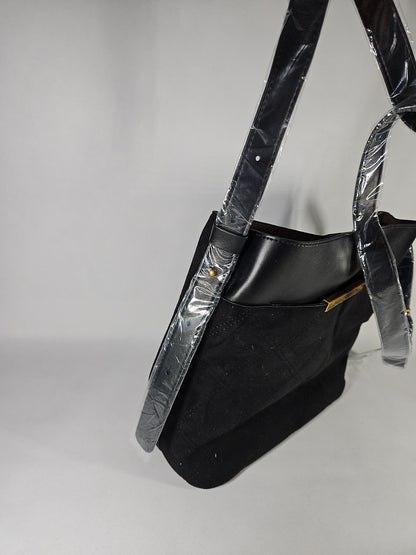Like Dreams Midnight Quilted Suede Small Tote Bag – Black