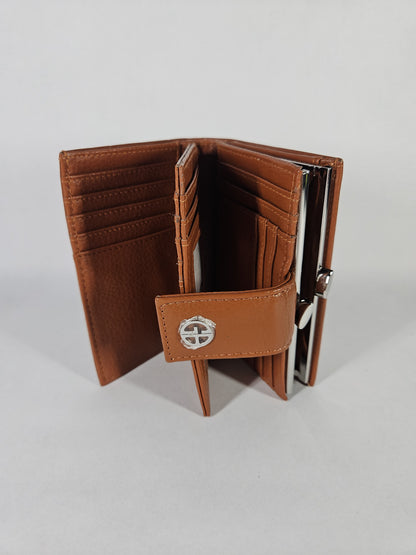 Giani Bernini Softy Indexer Wallet – Cognac/Silver
