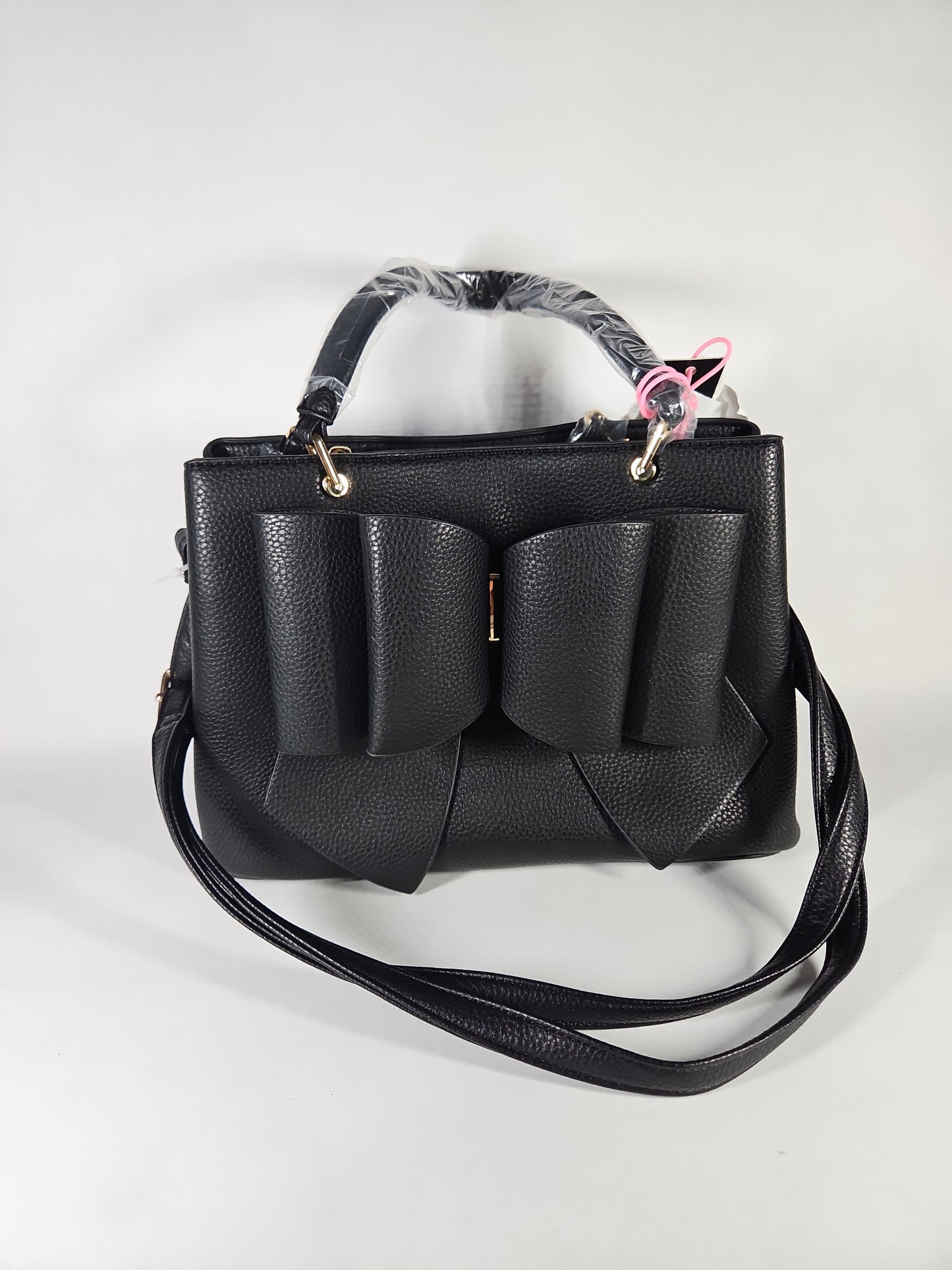 Like Dreams Jenna Bow Vegan Satchel Crossbody Bag – Black