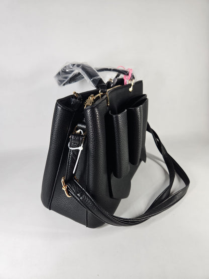Like Dreams Jenna Bow Vegan Satchel Crossbody Bag – Black