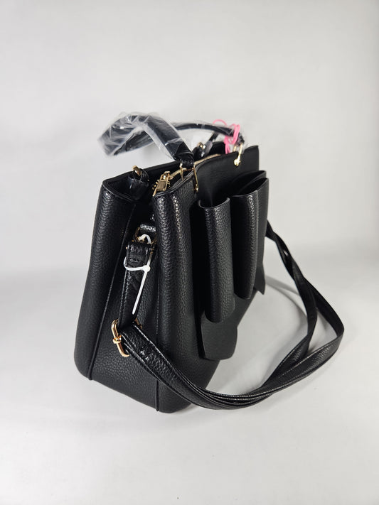 Like Dreams Jenna Bow Vegan Satchel Crossbody Bag – Black
