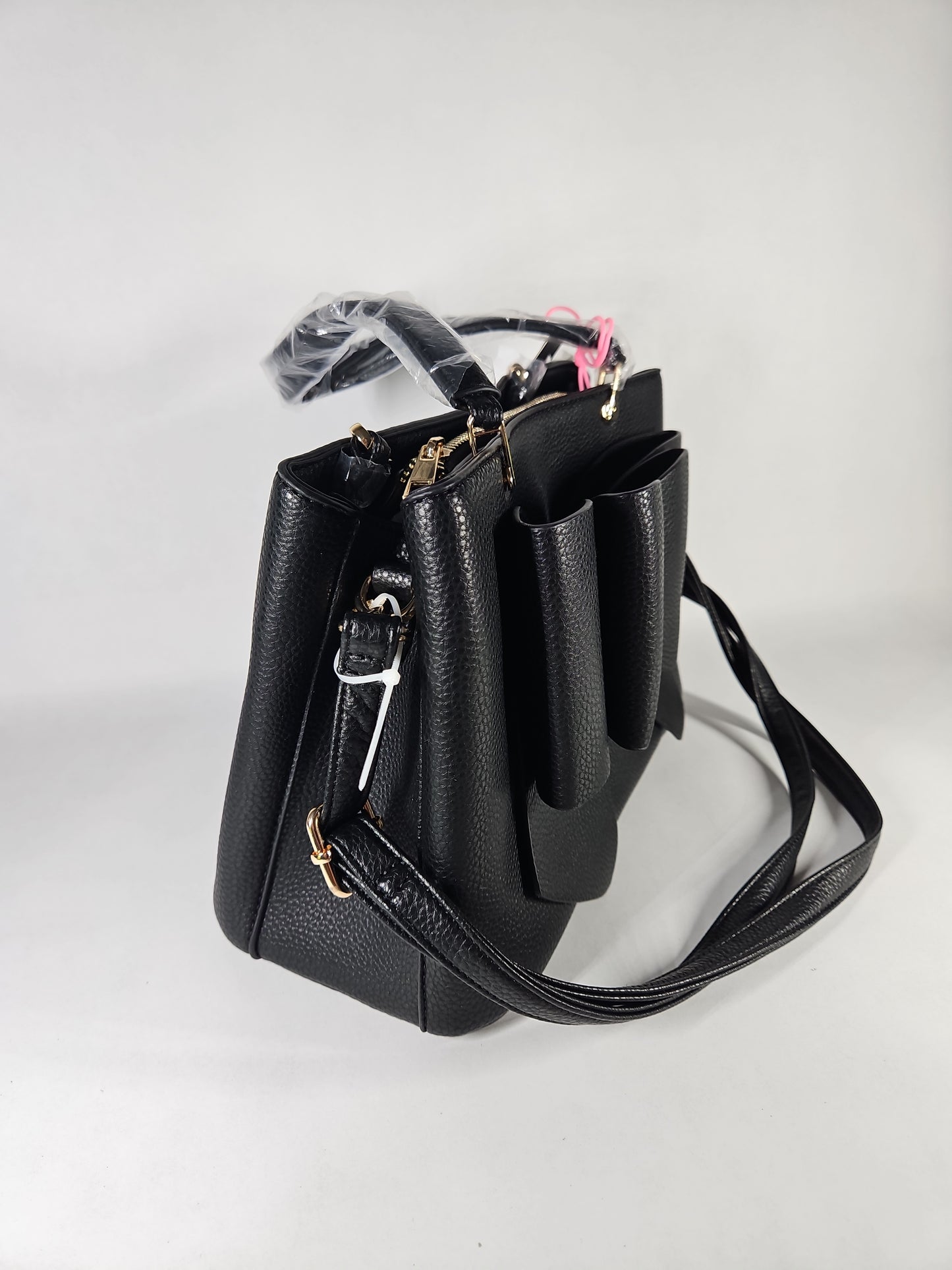 Like Dreams Jenna Bow Vegan Satchel Crossbody Bag – Black