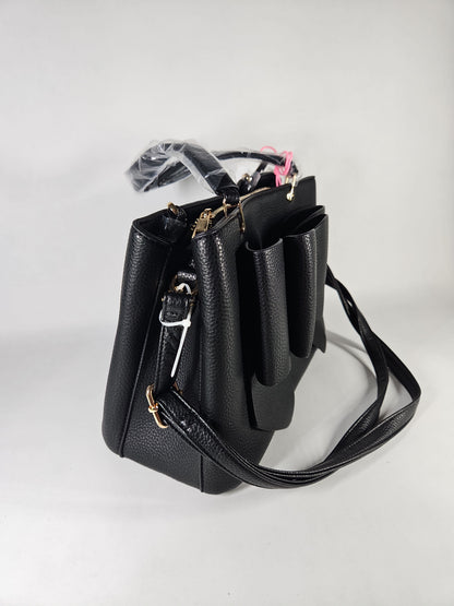 Like Dreams Jenna Bow Vegan Satchel Crossbody Bag – Black