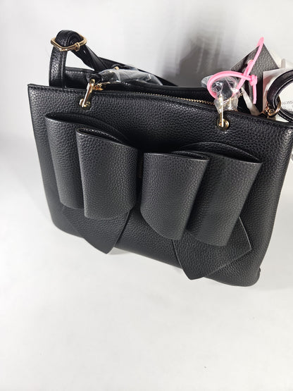 Like Dreams Jenna Bow Vegan Satchel Crossbody Bag – Black