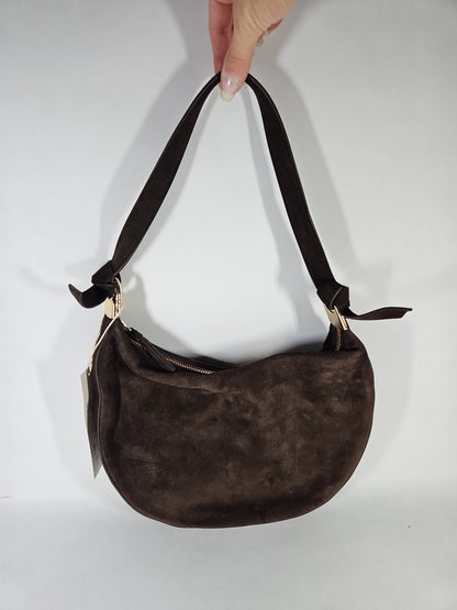 Loeffler Randall Harlow Suede Shoulder Bag – Dark Brown