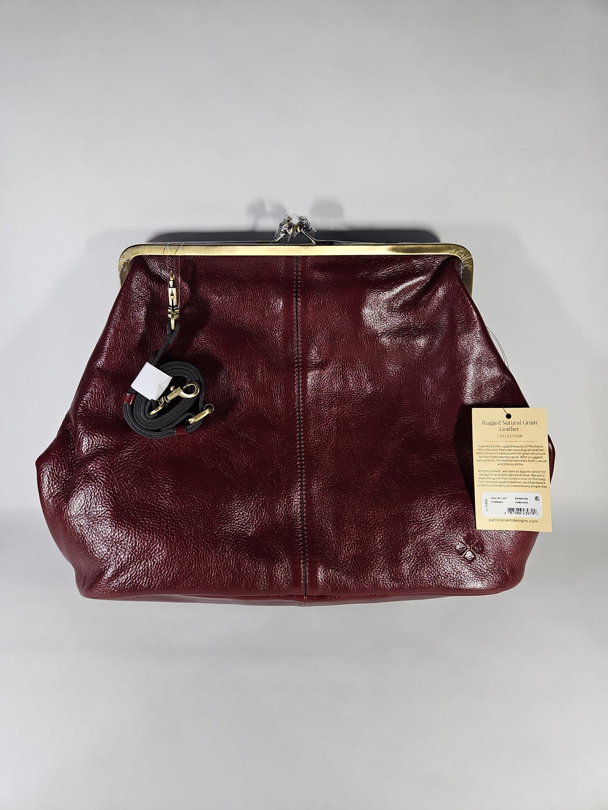 Patricia Nash Serafina Large Leather Kisslock Bag – Oxblood