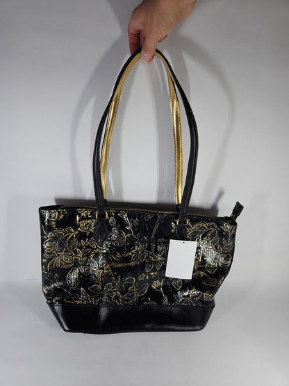 Patricia Nash Meka Bark Leaves Textured Tote Bag – Black Bark Leaves