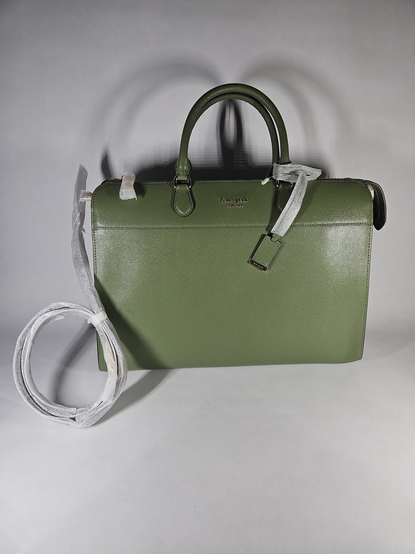 Kate Spade Morgan Laptop Bag Green Saffiano Leather Fits 16" Laptop NWT