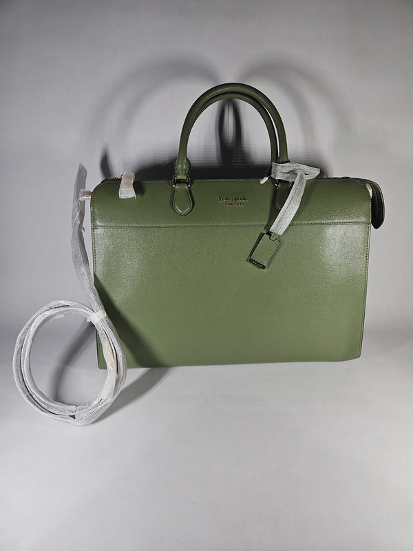Kate Spade Morgan Laptop Bag Green Saffiano Leather Fits 16" Laptop NWT