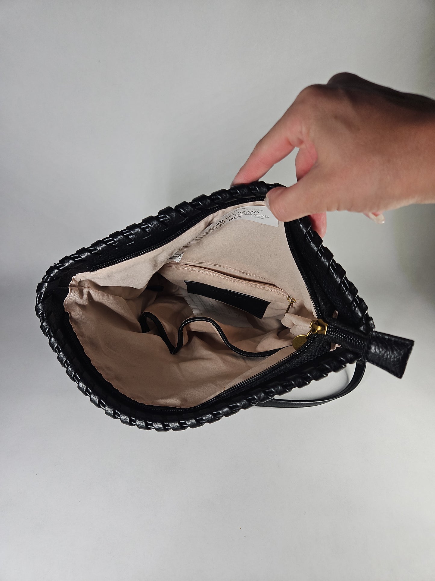 Style & Co Whipstitch East West Flap Small Crossbody Black Gold Hardware