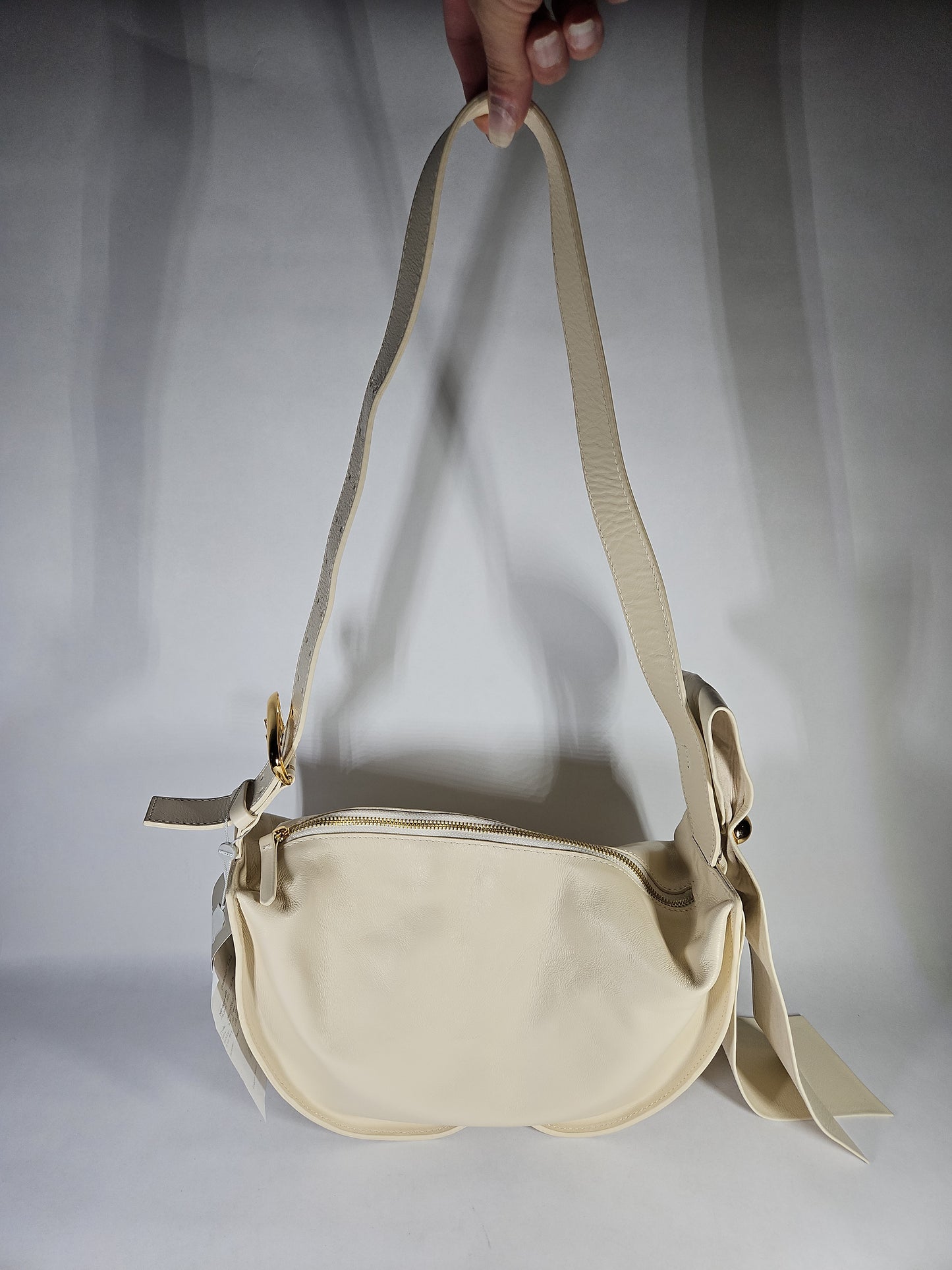 Arezzo Fleur Large Crossbody Bag Beige Cream Gold Bow Hardware NWT
