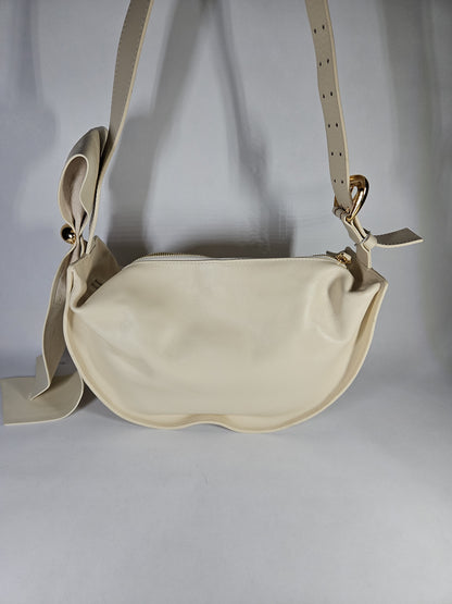 Arezzo Fleur Large Crossbody Bag Beige Cream Gold Bow Hardware NWT