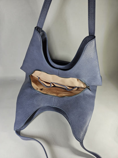 Style & Co Whip-Stitch Soft 4-Poster Tote Blue Triple Compartment