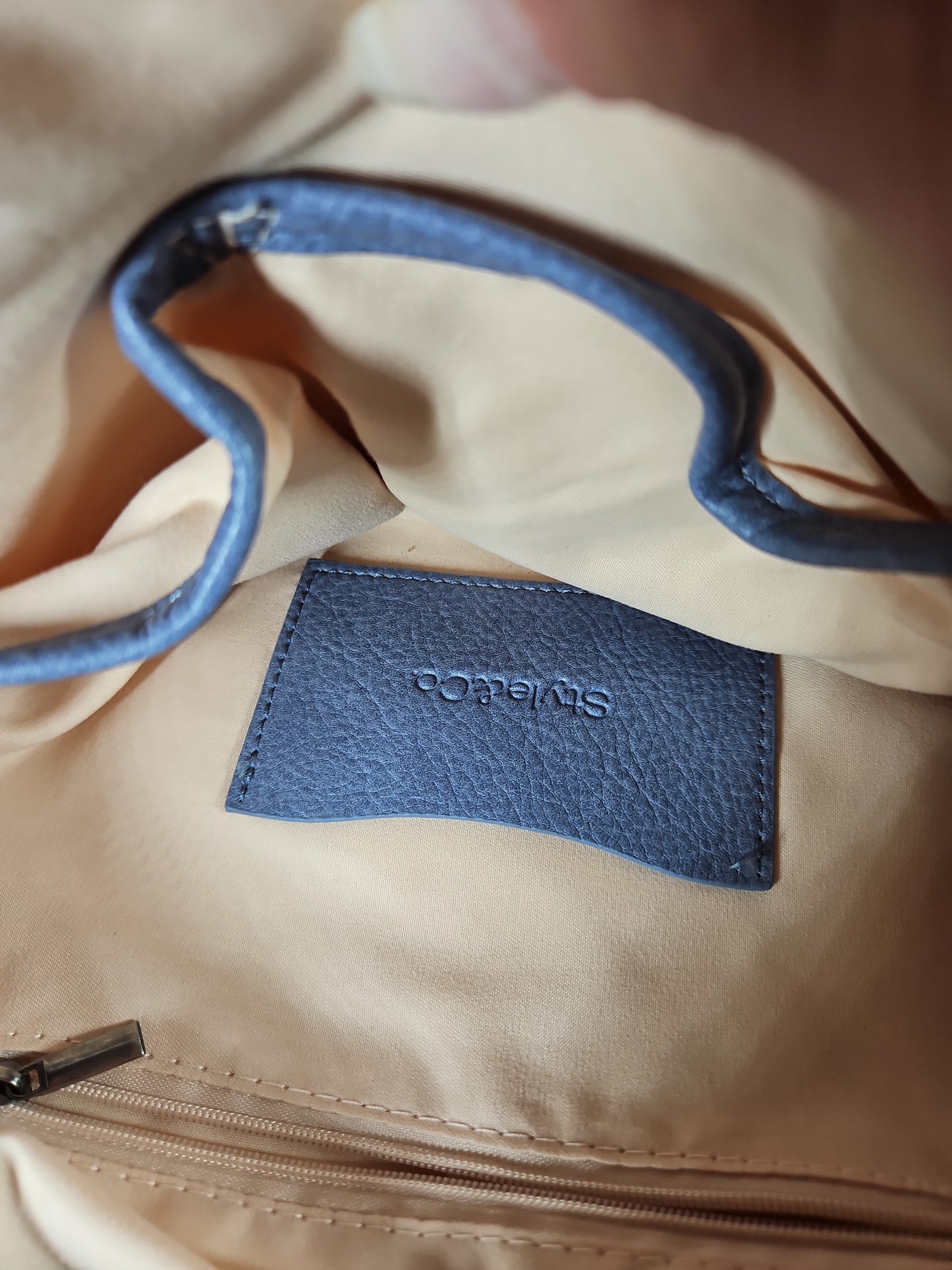 Style & Co Whip-Stitch Soft 4-Poster Tote Blue Triple Compartment