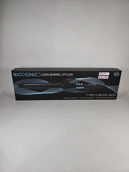 Bio Ionic Long Barrel Styler 1" Pro Curling Iron Black Open Box