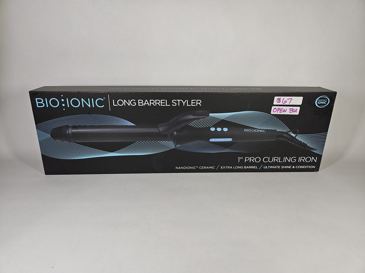 Bio Ionic Long Barrel Styler 1" Pro Curling Iron Black Open Box