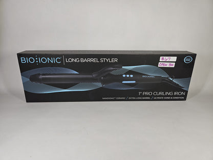 Bio Ionic Long Barrel Styler 1" Pro Curling Iron Black Open Box