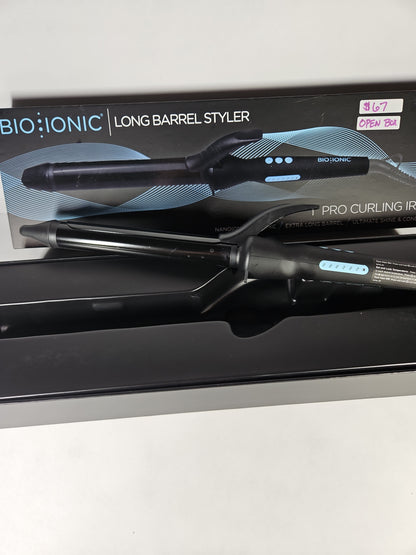 Bio Ionic Long Barrel Styler 1" Pro Curling Iron Black Open Box