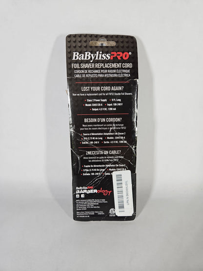 BaBylissPRO Foil Shaver Replacement Power Cord FXFSCORD Open Box