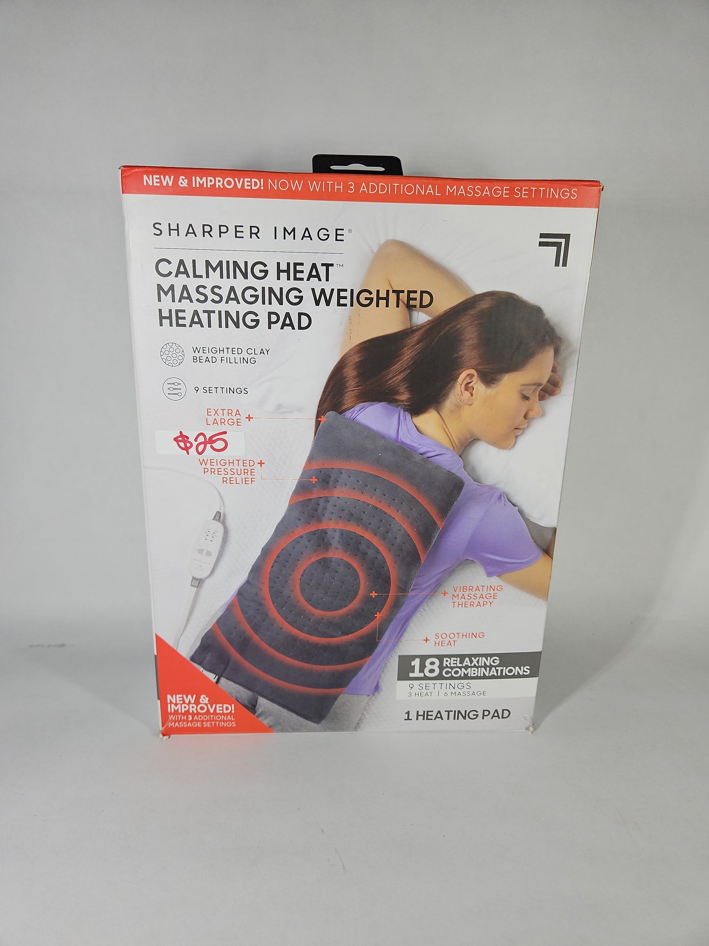 Sharper Image Calming Heat Massaging Weighted Heating Pad 4lb 12x24