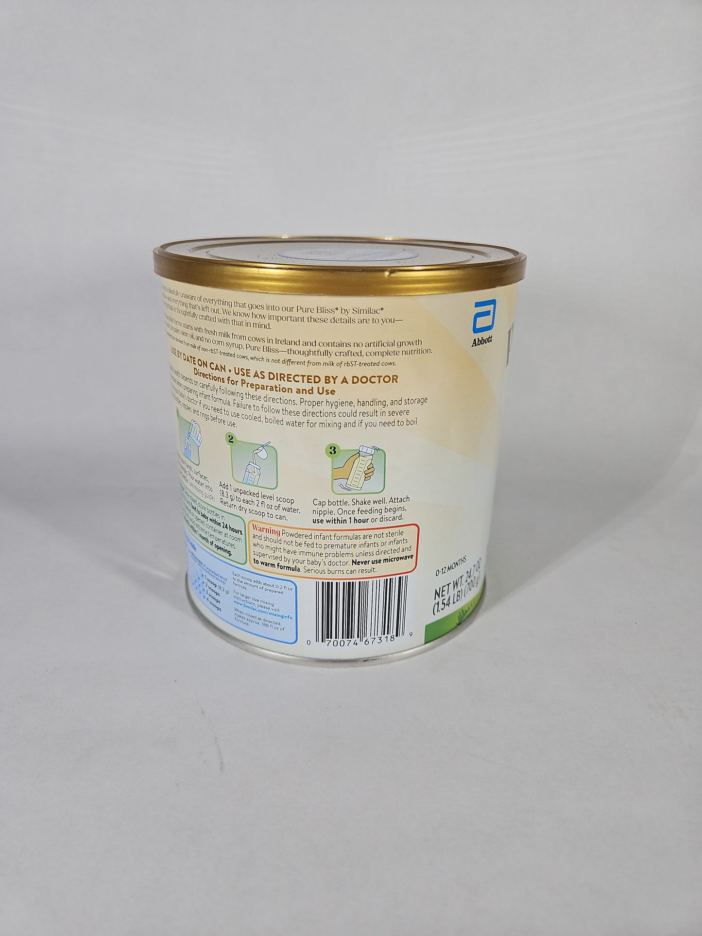 Similac Pure Bliss Irish Farms Infant Formula 24.7oz Sealed Exp 07/2027
