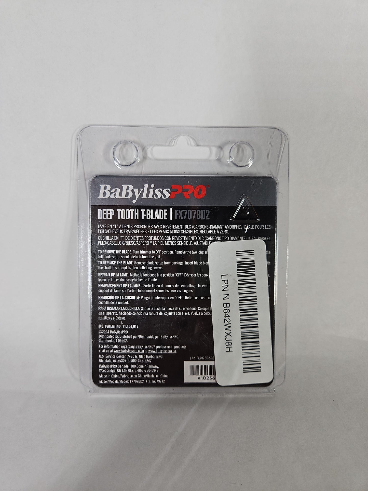 BaBylissPRO FX707BD2 DLC 2.0 Deep Tooth T-Blade Black Graphite Fits FX787