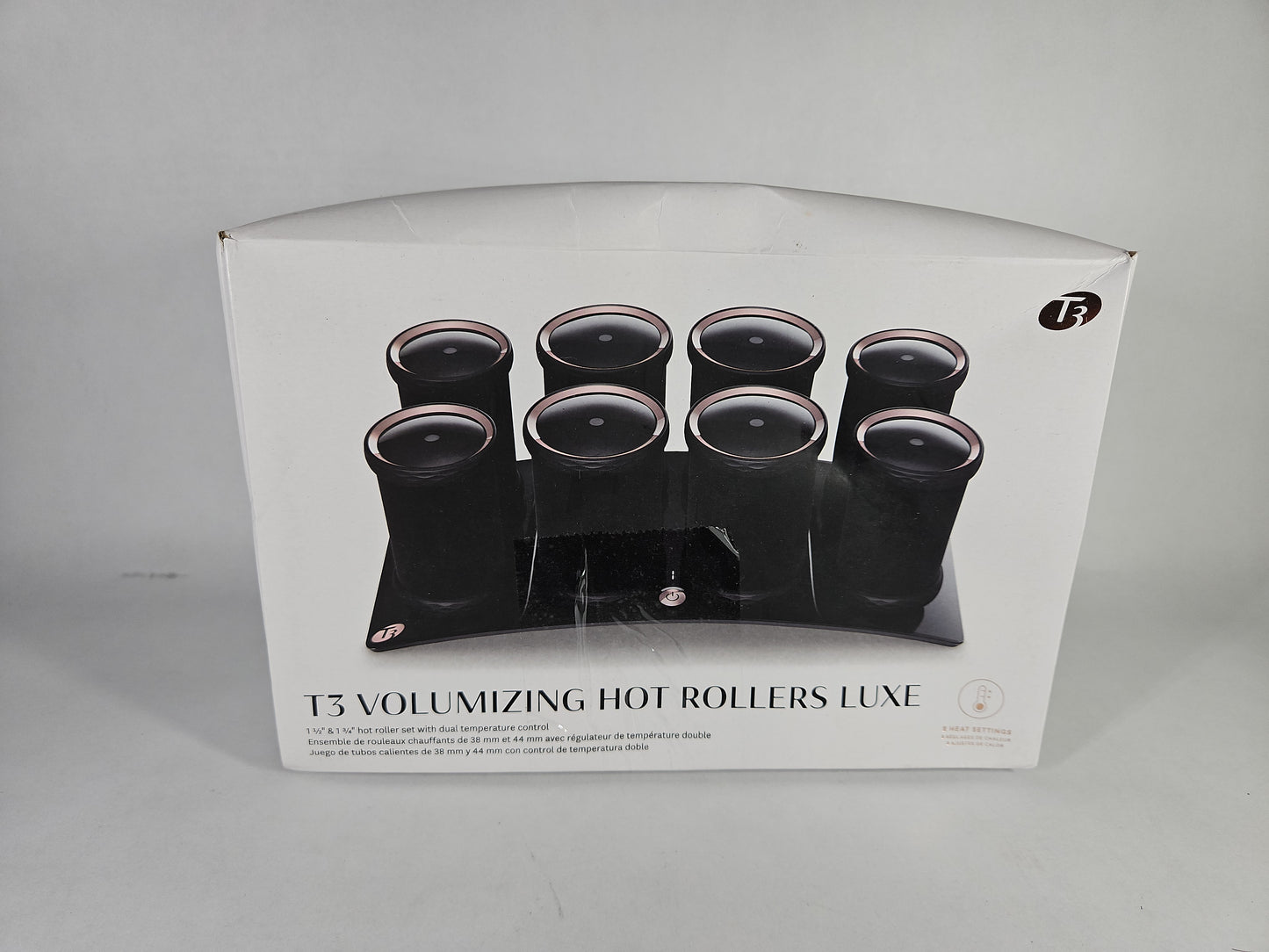 T3 Volumizing Hot Rollers Luxe Set of 8 with Case Dual Heat 73709 Open Box