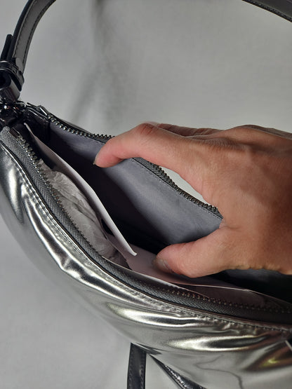 Michael Kors Kyla Small Puffy Metallic Convertible Pochette - Gunmetal