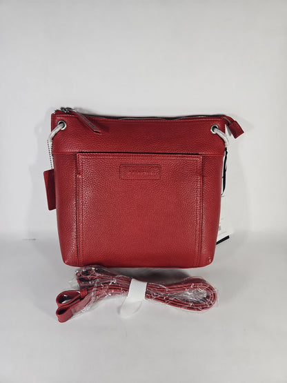 Mancini Pebbled Trish Crossbody Handbag with Organizer – Red