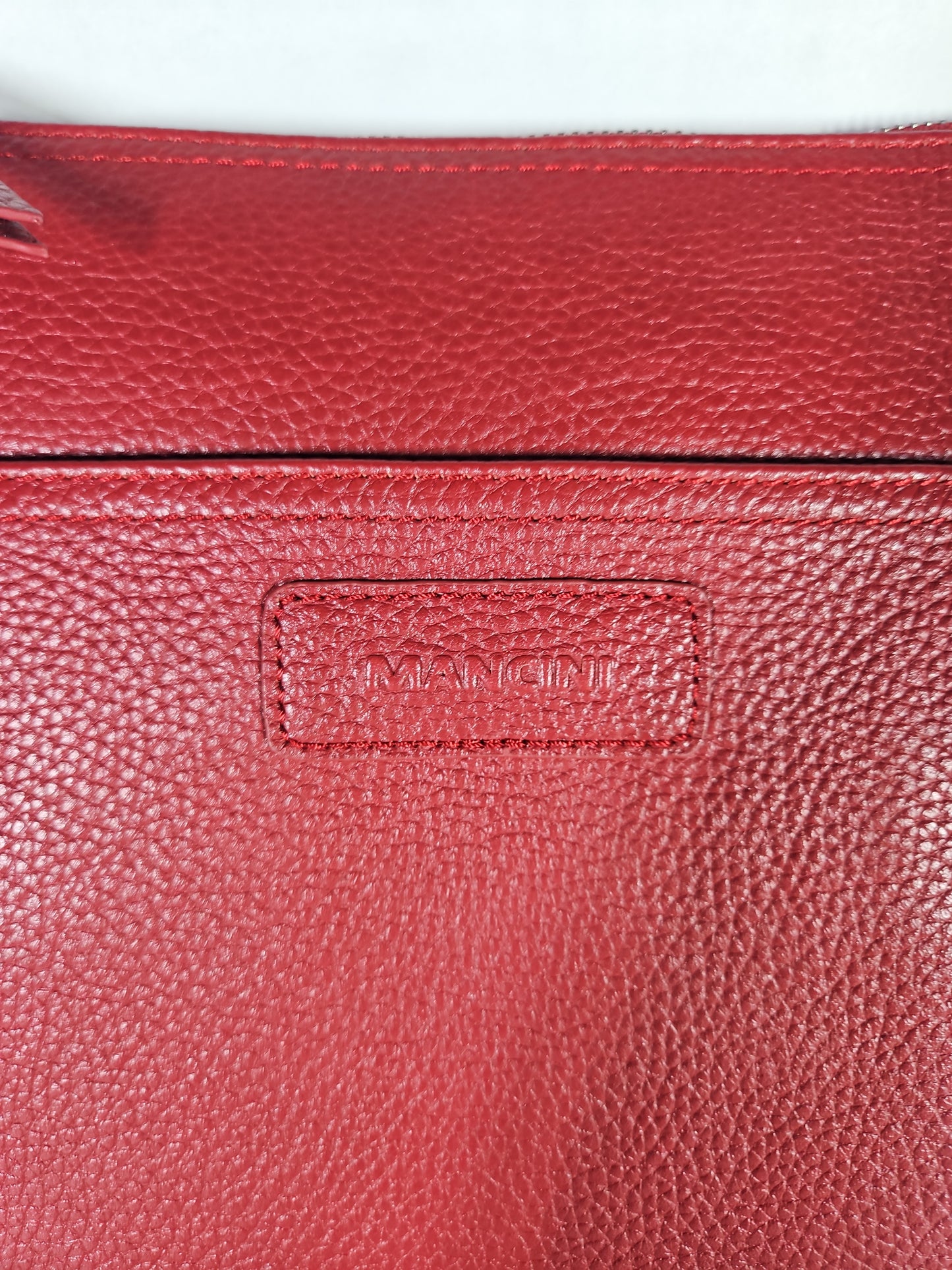 Mancini Pebbled Trish Crossbody Handbag with Organizer – Red