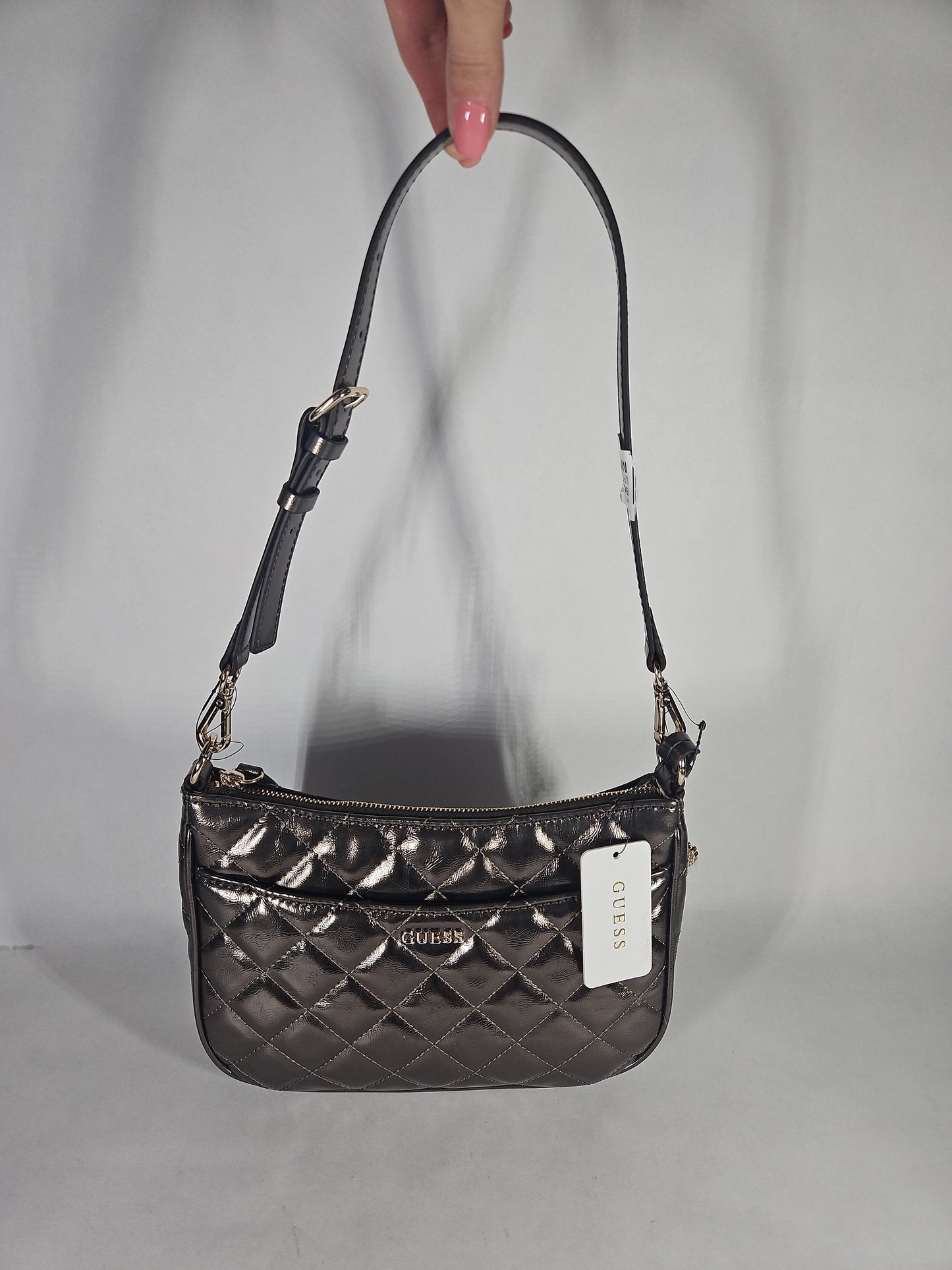 GUESS Tinsley Small Quilted Flap Shoulder Bag – Metallic