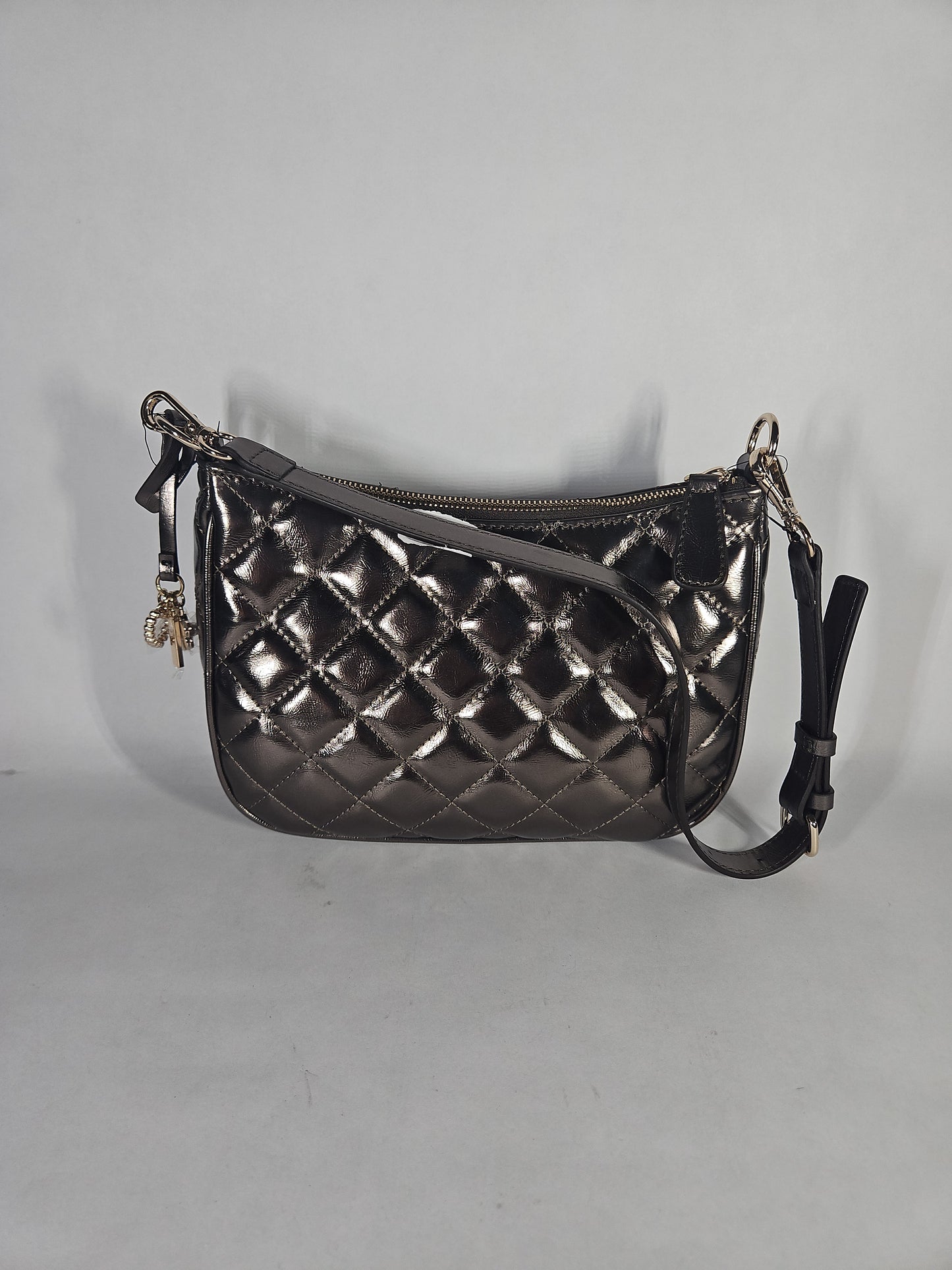 GUESS Tinsley Small Quilted Flap Shoulder Bag – Metallic