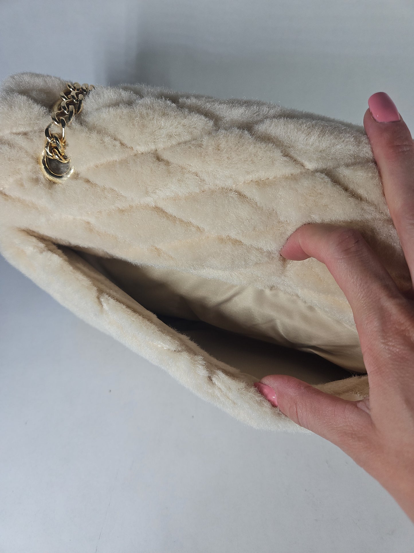I.N.C. International Concepts Soft Ajae Quilted Faux Fur Handbag – Sherpa
