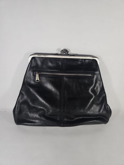 Patricia Nash Vivienne Kisslock Leather Crossbody Bag – Black
