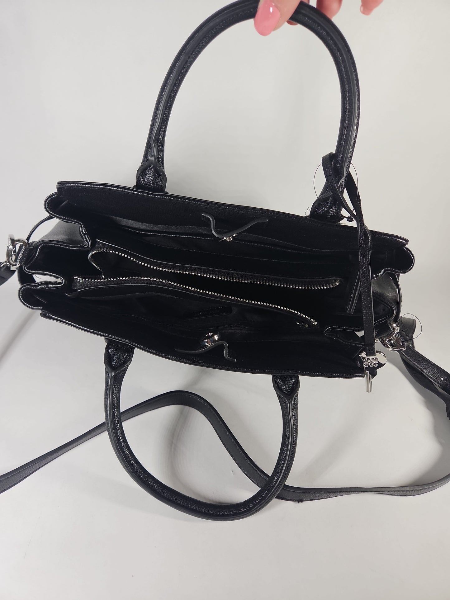 Nine West Lille Triple Compartment Satchel Bag – Black