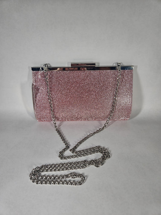 Nina Winslet Crystal Frame Clutch – Rose Mist