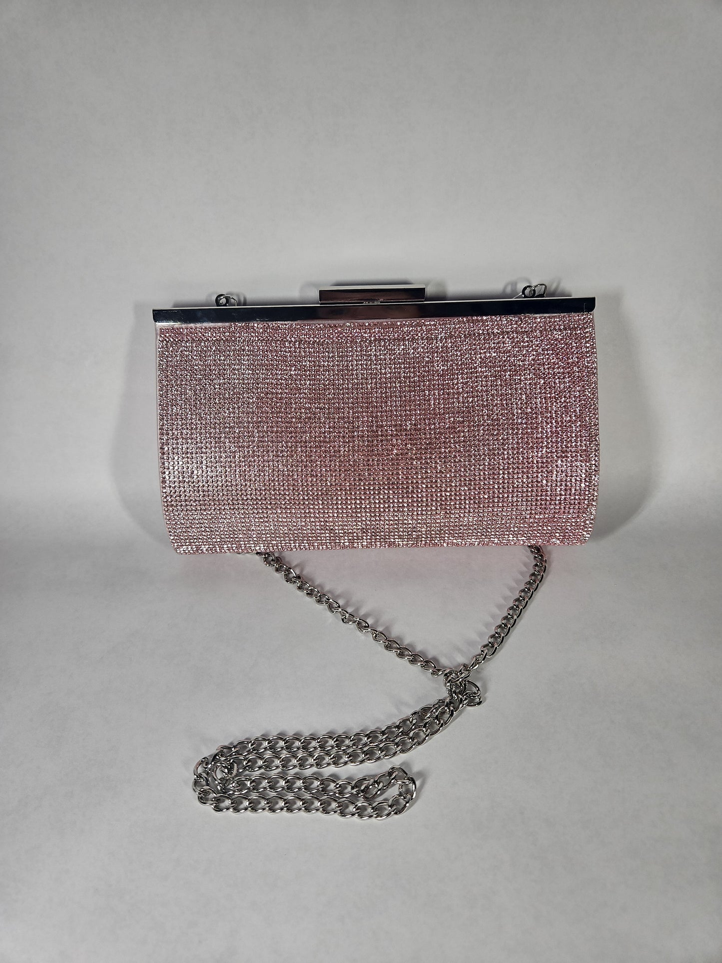 Nina Winslet Crystal Frame Clutch – Rose Mist