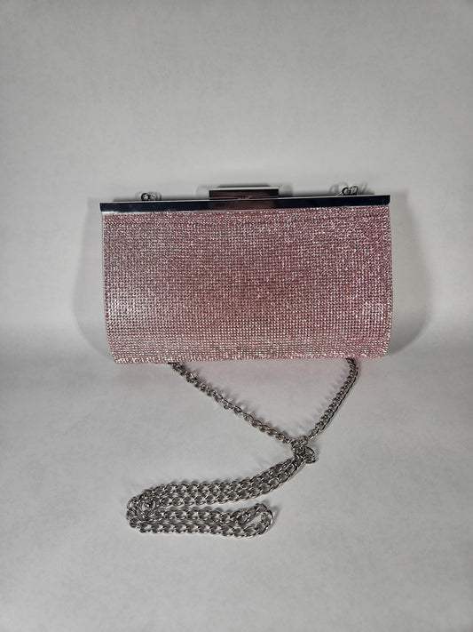 Nina Winslet Crystal Frame Clutch – Rose Mist