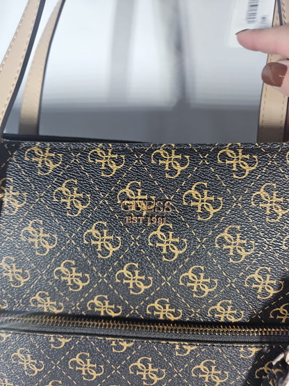 GUESS Rylan Monogram Top Zip Tote – Brown