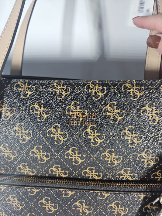GUESS Rylan Monogram Top Zip Tote – Brown