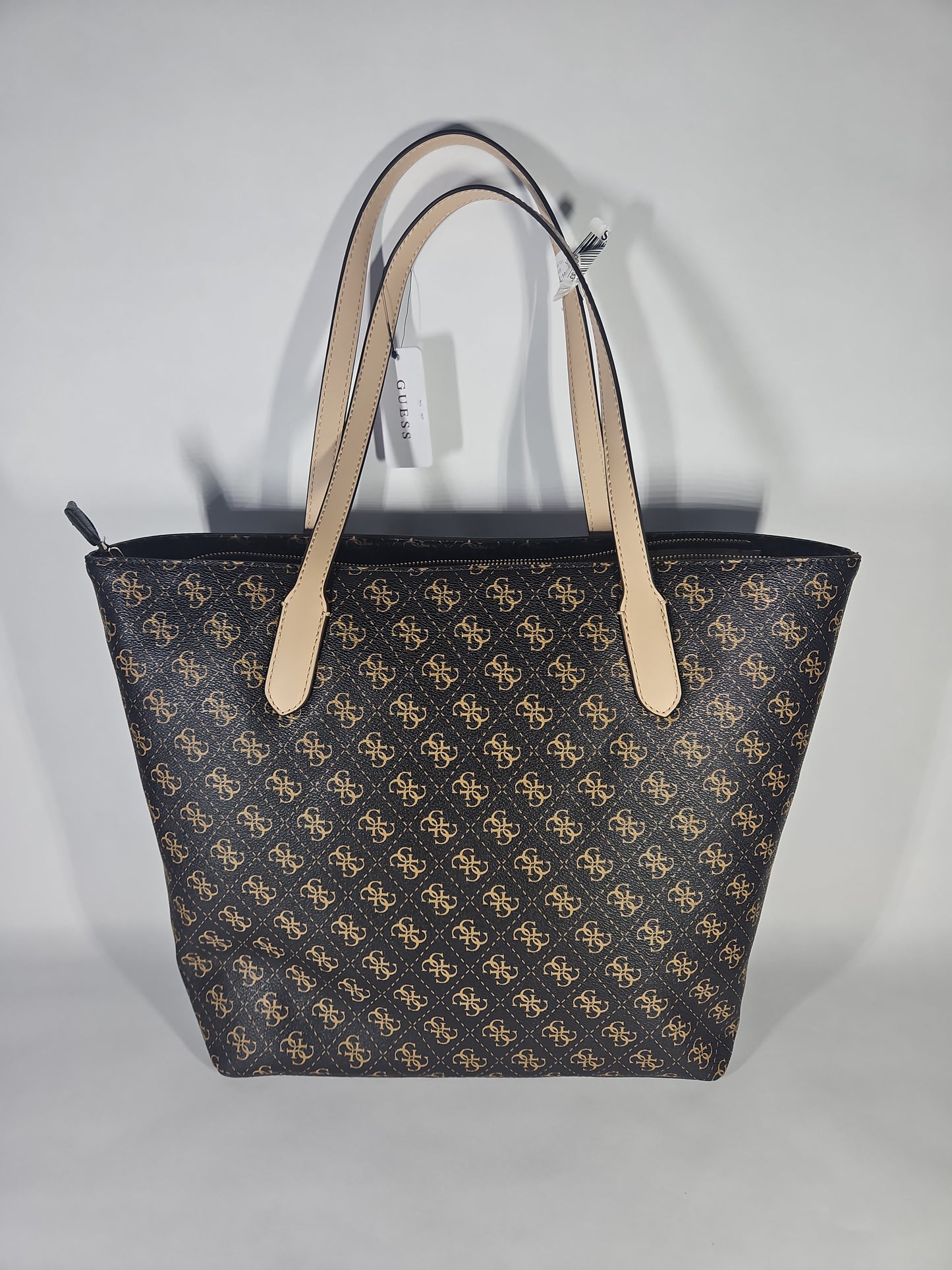 GUESS Rylan Monogram Top Zip Tote – Brown