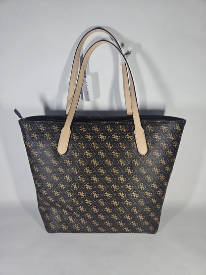 GUESS Rylan Monogram Top Zip Tote – Brown