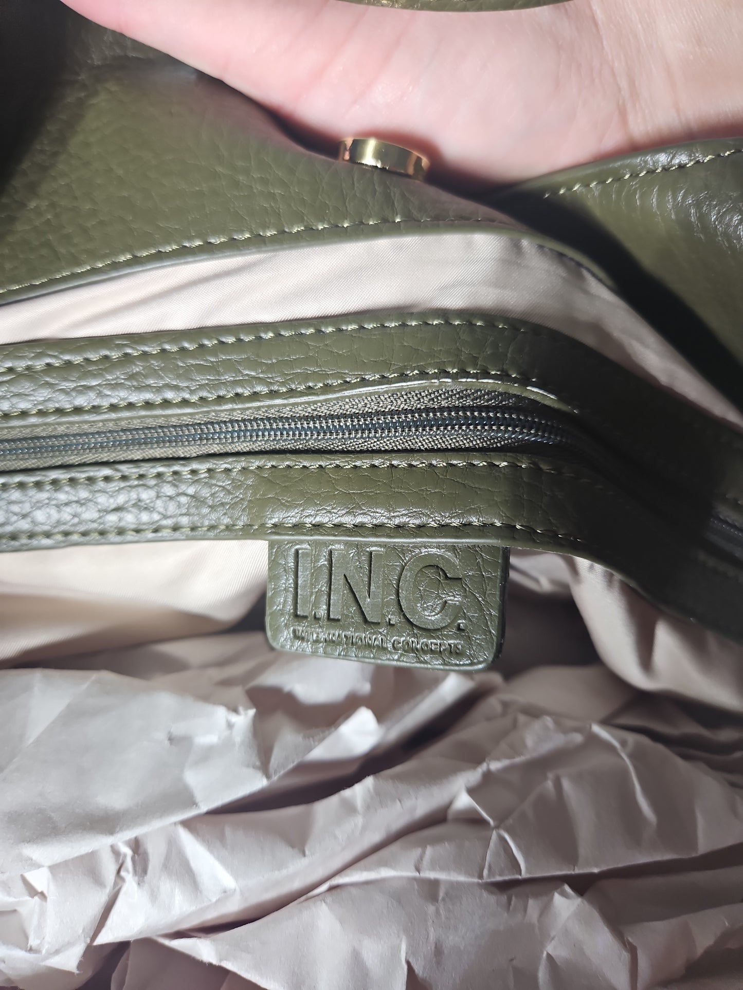 I.N.C. International Concepts Lydiah Large Tote Bag – Dark Olive