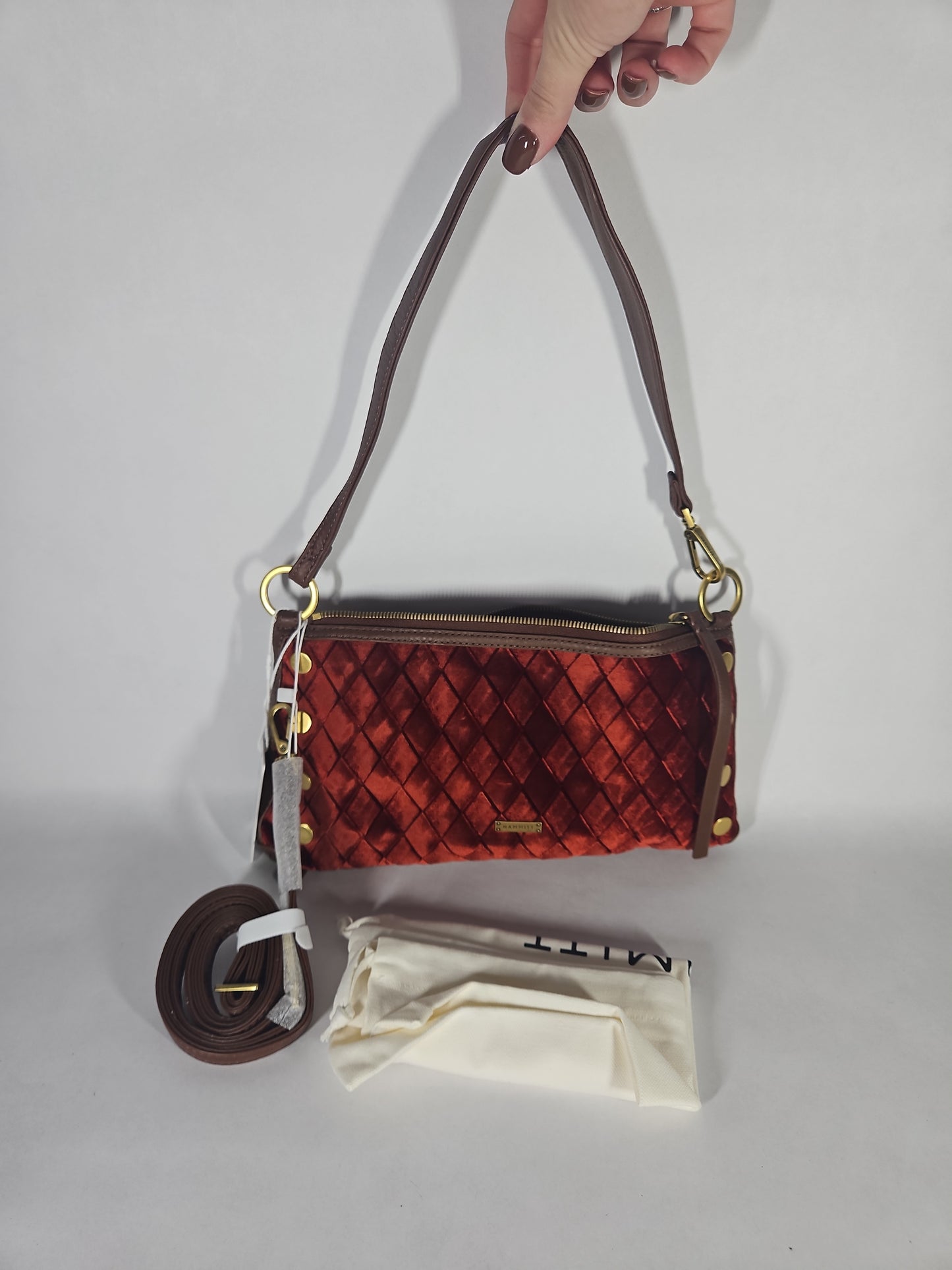 Hammitt Kyle Small Handbag – Monarch Velvet/Antique Gold