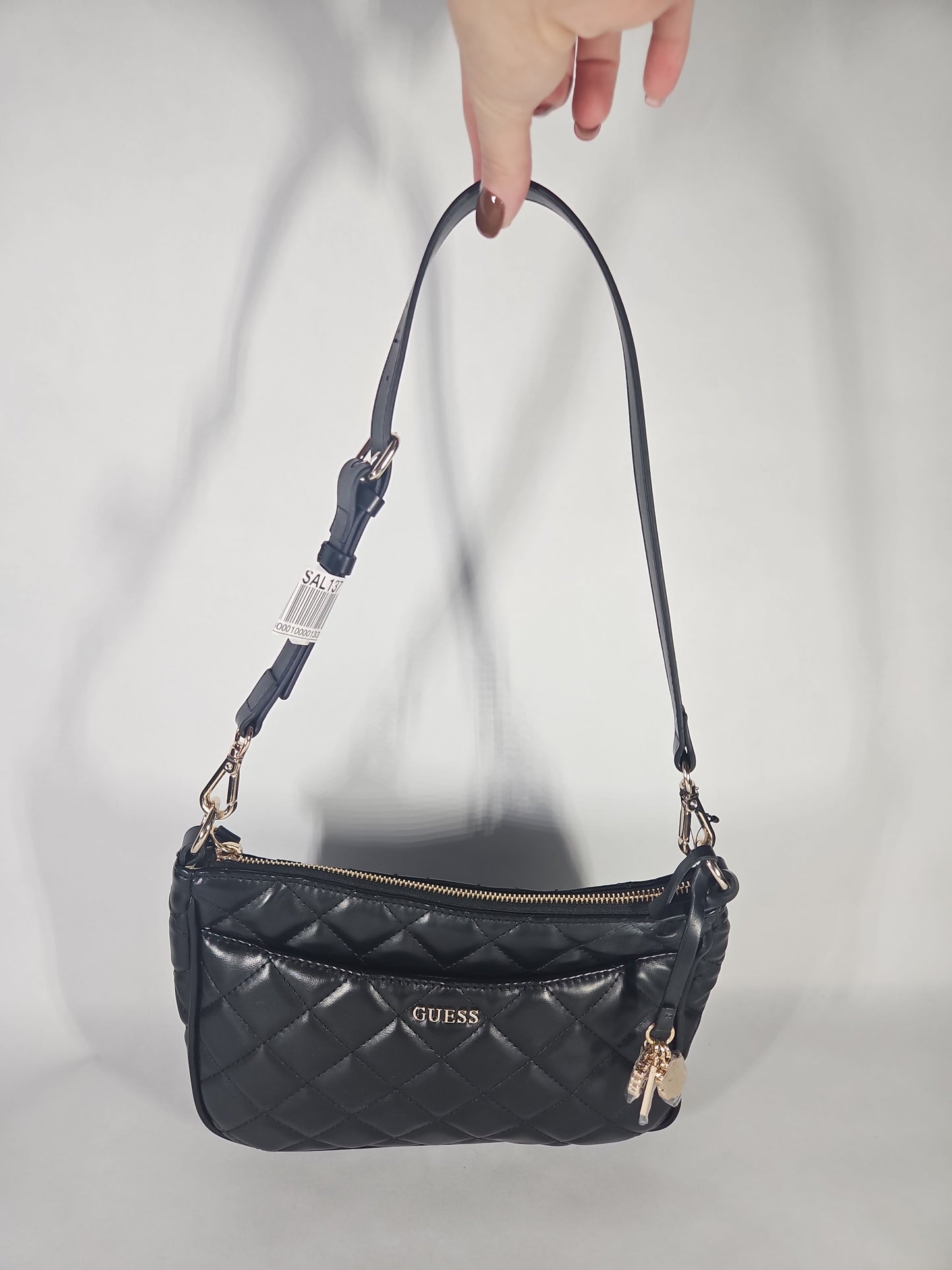 GUESS Tinsley Medium Quilted Shoulder Bag – Black MSRP $108