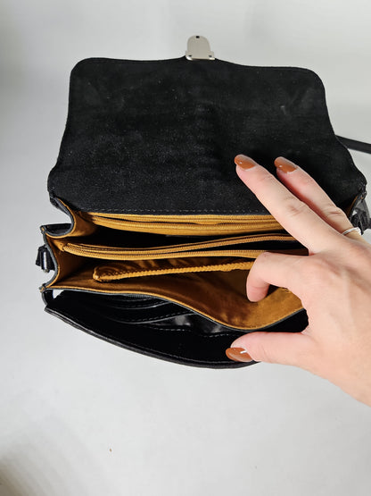 Patricia Nash Bianco Small Leather Crossbody Organizer – Black/Silver