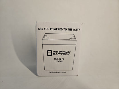Mighty Max Battery ML5-12F2 12 Volt 5 Ah F2 Terminal Rechargeable SLA AGM Battery