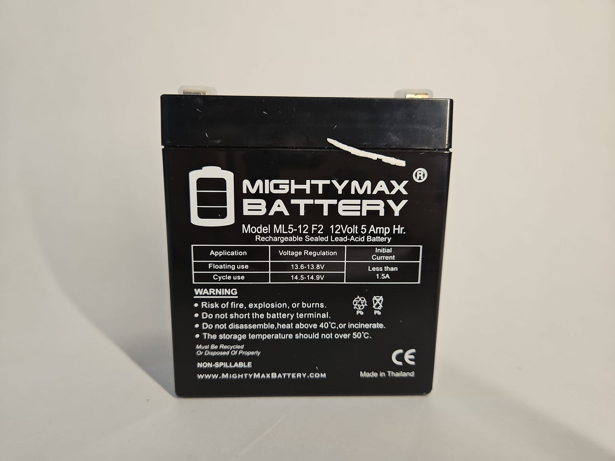 Mighty Max Battery ML5-12F2 12 Volt 5 Ah F2 Terminal Rechargeable SLA AGM Battery
