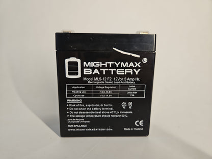 Mighty Max Battery ML5-12F2 12 Volt 5 Ah F2 Terminal Rechargeable SLA AGM Battery