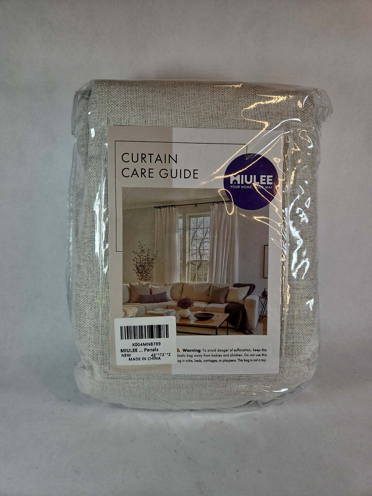 MIULEE Natural White Linen Curtains, 42" x 72" (2 Panels)